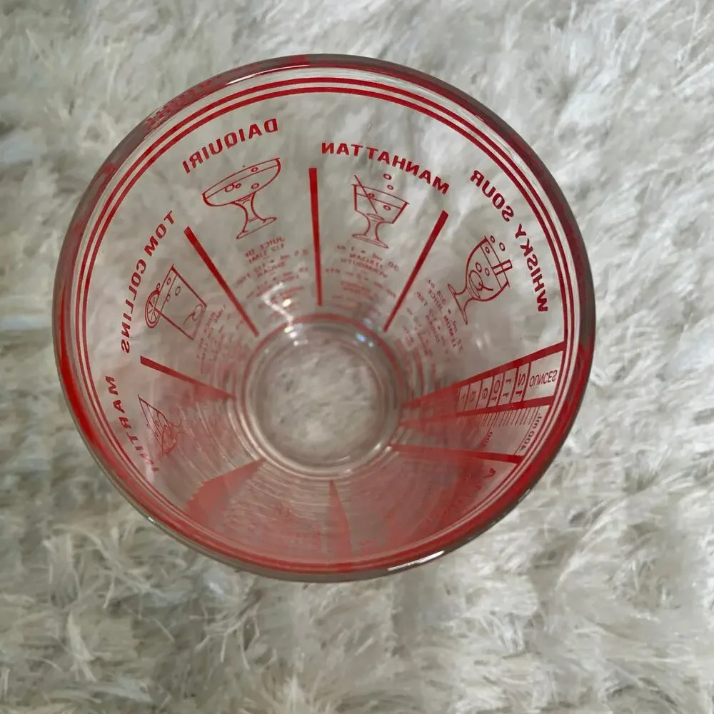 Vintage Red Libbey Cocktail Mixer Bartender Recipe Phoenixware